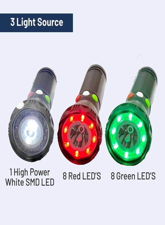 TechPride Tri-Color Signal LED Torch with Type-C Charging | Red, Green & White LED Light Modes | Rechargeable Flashlight for Railway Signaling, Patrolling, Search & Rescue Operations - Image 3